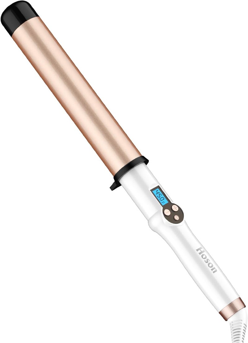 Hoson 1 1/2 Inch Large Curling Wand for Long Hair, 1.5 Inch Ceramic Extral Long Barrel Curling Wand Professional Dual Voltage, Adjustable Temperature - Image 1